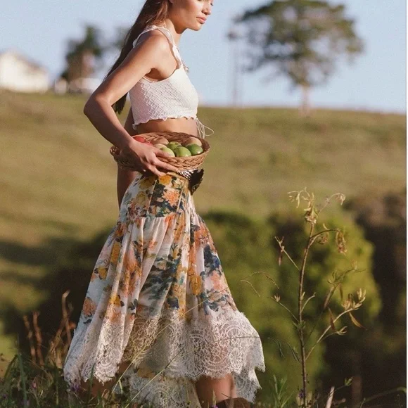 Anthropologie Asymmetrical Lace Skirt - Picture 1 of 9